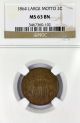 1864 Large Motto 2 Cents Ngc Ms - 63 Bn Uncirculated Brown Type Coin Coins: US photo 1