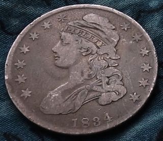 1834 Sm.  Date Liberty Half Dollar F/vf 180yrold Beauty U.  S.  A.  50c Silver photo