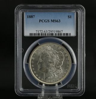 1887 Pcgs Ms63 Morgan Dollar - Graded Silver Investment Certified Coin $1 photo