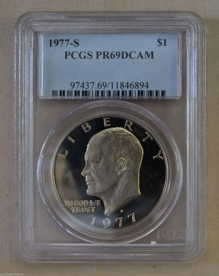 1977 - S Eisenhower Dollar - Pcgs Slabbed Pr69 Dcam photo