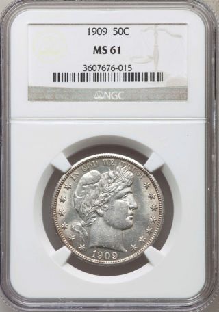 1909 P Barber Half Ngc Ms61 Silver Half Dollar Brilliant Unc Bu Type Coin photo