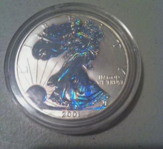 2001 American Eagle Silver Hologram One Dollar: 1 Oz Fine Silver Circulated photo