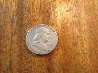 1952 Circulated,  Ungraded Ben Franklin Half Dollar,  Denver,  90% Silver photo