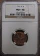 1955 - S U.  S.  Lincoln Cent Wheat Penny Ngc Graded Ms66 Red Red Gem Coin Small Cents photo 2