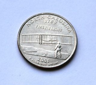 Usa 2001 American Quarter - 25c - Twenty - Five Cent North Carolina State Coin 2001 photo
