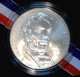 2009 Abraham Lincoln Commemorative Silver Uncirculated Silver Dollar W/coa photo