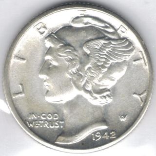 Tmm 1942 - D Uncertified Silver Mercury Dime Gem Unc photo
