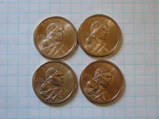 4 X Sacagawea Us Dollar Gold Coin Circulated Golden Dollar photo