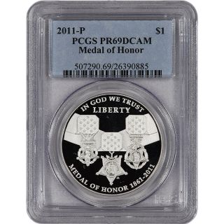 2011 - P Us Medal Of Honor Commemorative Proof Silver Dollar - Pcgs Pr69dcam photo
