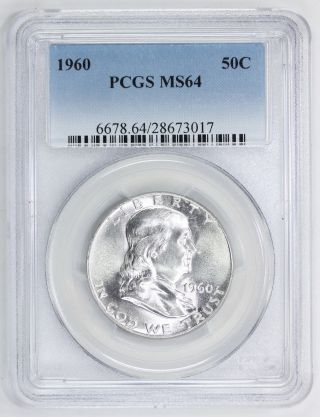 1960 Franklin Silver Half Dollar Ms 64 Pcgs (3017) photo