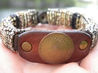 Indian Head Penny Coin 1903 Bracelet Handmade Indian Style Uniuqe Wristband photo