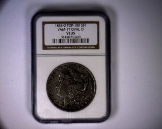 Top 100 Ngc Vf35 1888o Oval O Vam 17 Morgan Silver Dollar Coin Us 1888 O photo