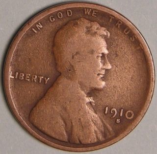 1910 S Lincoln Wheat Penny,  Cent,  Less Than 7 Million Made,  Jb 743 photo