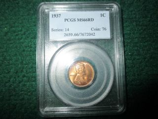 1937 Lincoln Cent Pcgs Ms66 Red photo