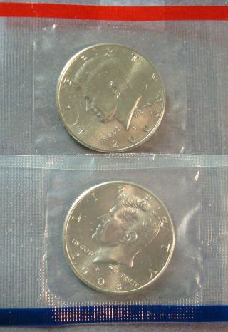 2003 - P+d Uncirculated Kennedy Half Dollars Ships In Cellophane photo