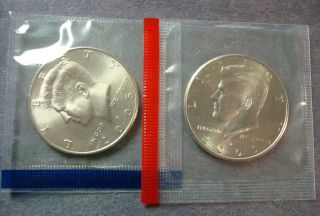 2005 - P+d Uncirculated Kennedy Half Dollars Ships In Cellophane photo