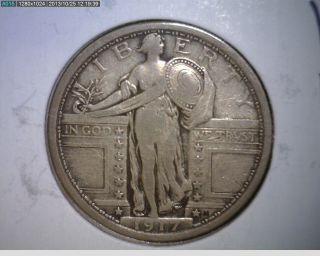 1917 - P Standing Liberty Quarter - Type 1 - Very Fine + photo