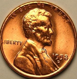 1958 D,  Bu,  Lincoln Wheat Penny,  Cent,  Ac 46 photo