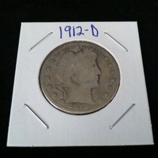 1912 D Barber 90% Silver Half Dollar.  900 Fine Silver & Usa photo
