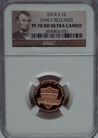 Ngc Registry Pf70 2014 S Proof Lincoln Shield Cent Penny Perfect Portrait Label photo