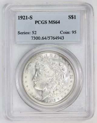 1921 S Morgan Silver Dollar Ms 64 Pcgs (4943) photo
