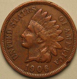 1906 Indian Head Cent,  Liberty Shows,  Ac 310 photo
