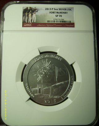 2013 - P Fort Mchenry Np America The 5 Oz.  Silver - Ngc Sp70 List=$300 photo