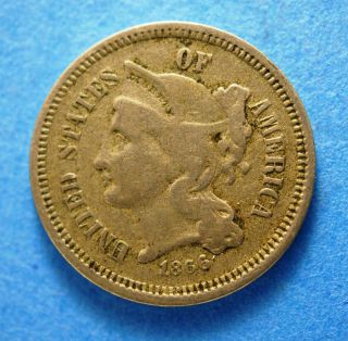 3c Three Cent Nickel (1866) G8 photo