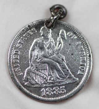 1885 Seated Liberty Dime / Pendant Coney Island Victorian Jewelry Us Coin - (w) photo