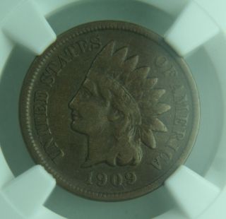 1909 - S Indian Head One Cent Penny - 1c - Ngc Vf25 photo