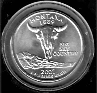 Us 2007p Montana State Washington Quarter Gem Bu Coin In Pcb Holder photo