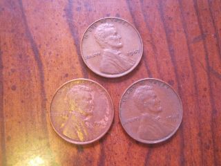 3 1947 D & P Pennies Penny Wheat Lincoln Circulated Ungraded One Cent photo