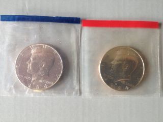 1984 P D Kennedy Half Dollars Uncirculated Cellophane photo