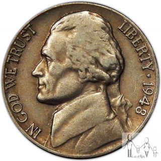1948 D Extremely Fine Xf Jefferson Nickel 5c Us Coin B31 photo