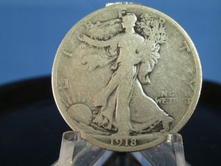 1918 - S Walking Liberty Half Dollar - Fine - Better Type Tough Date - Attractive Coin photo