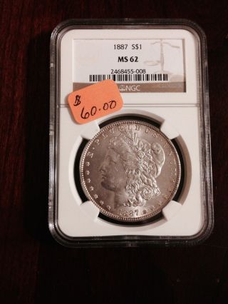 1887 Ngc Ms 62 Morgan Dollar photo