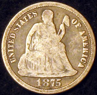 1875 Seated Liberty Dime photo