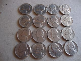 16 Different Jefferson Nickels 1980 - 1987 - D photo