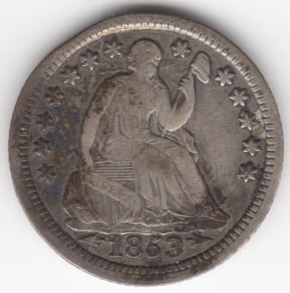 1853 - P U.  S.  Seated Liberty Silver Half Dime W/ Arrows Coin - Quality photo