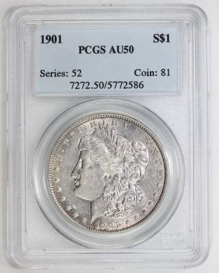 1901 Morgan Silver Dollar Au 50 Pcgs (2586) photo