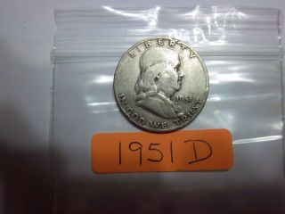 1951d Franklin Half Dollar 90% Silver photo