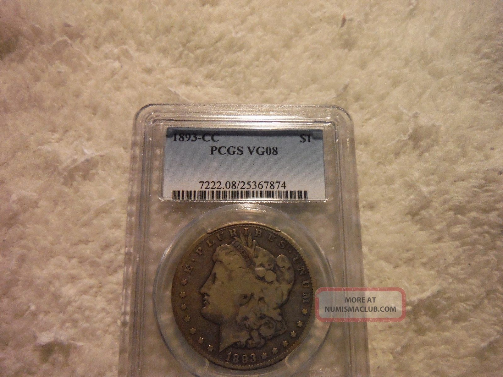 1893 Cc Morgan Silver Dollar Pcgs Vg08