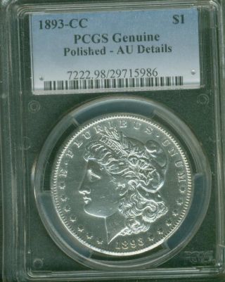 1893 - Cc Morgan Dollar Pcgs Certified Almost Uncirculated Details - photo