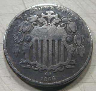 1866 Shield Nickel Fine Circulated photo