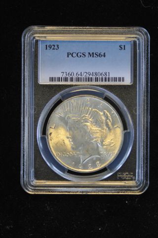 1923 Peace Silver Dollar $1 Graded By Pcgs Grade Ms64 photo