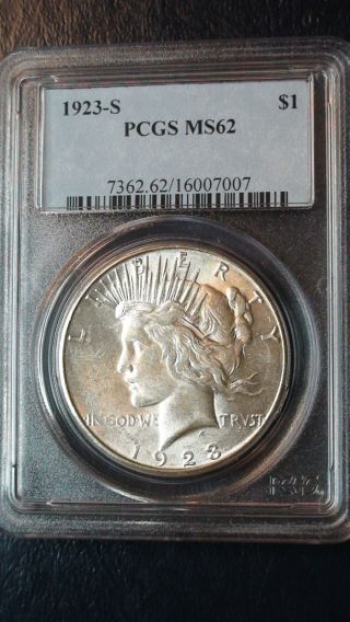 1923 S Peace Dollar Pcgs Ms62 Liberty Silver $1 San Francisco Coin photo