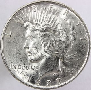 1923 $1 - Peace Silver Dollar - 90% Silver - Luster - Bu Unc 70018 photo