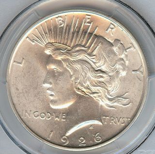 1926 - D Peace Silver Dollar,  Pcgs Ms - 62 photo