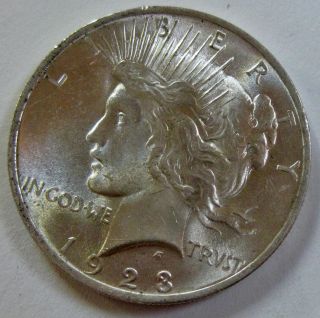 1923 Peace Silver Dollar Gem Bu A87 photo