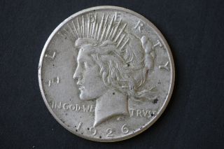 1926 Peace 90% Silver Circulated Dollar 2 photo